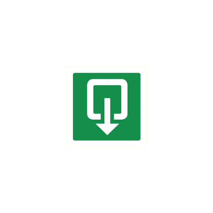 Pictogram Aanduiding van een uitgang die tevens kan worden gebruikt als nooduitgang die toegang geeft tot aansluitend terrein