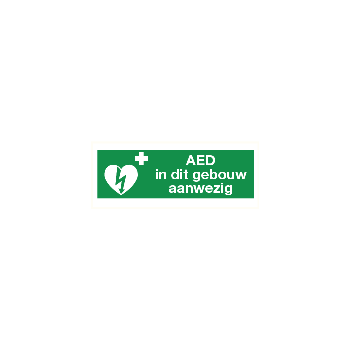 Pictogram AED in dit gebouw aanwezig
