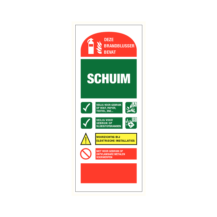 Deze brandblusser bevat schuim