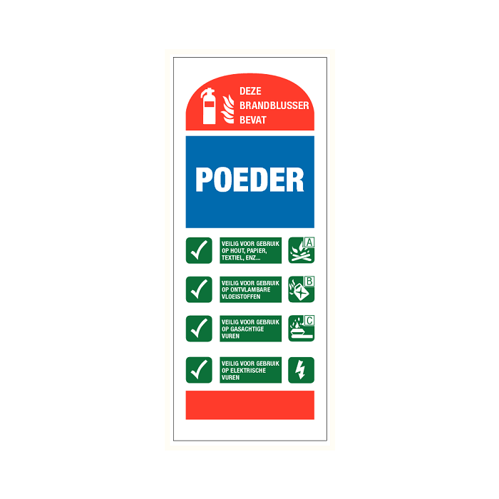 Deze brandblusser bevat poeder