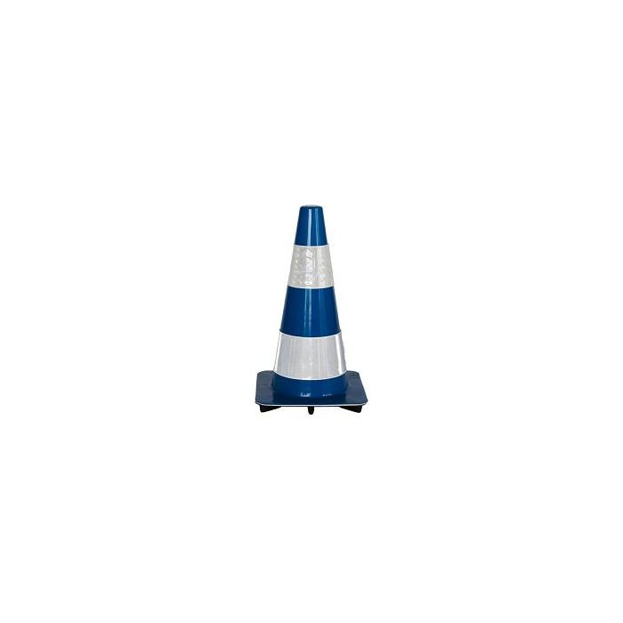 Afzetkegel 50 cm blauw soepel pvc met 2 witte reflecterende (H.I.) banden