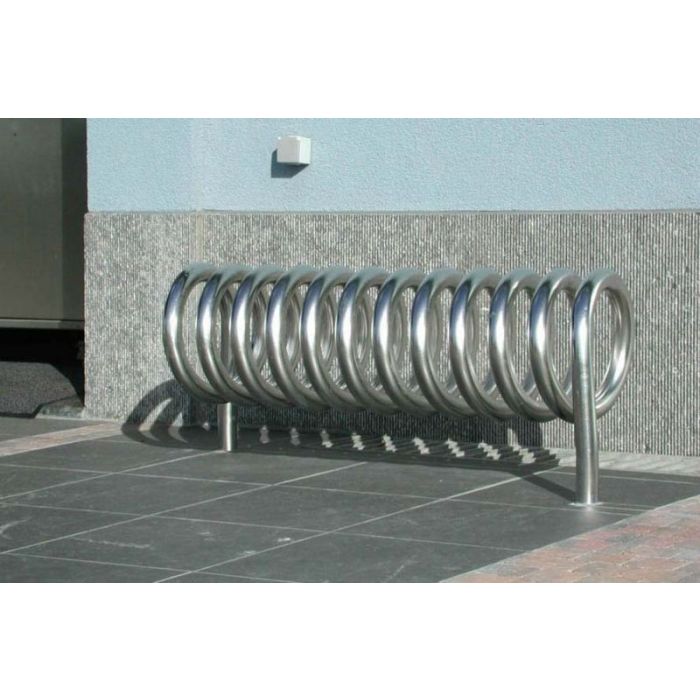 Fietsenrek in spiraalvorm gepolijst inox
