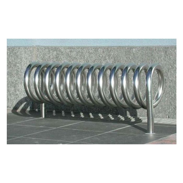 Fietsenrek verzinkt in spiraalvorm, 2 staanders ingraven