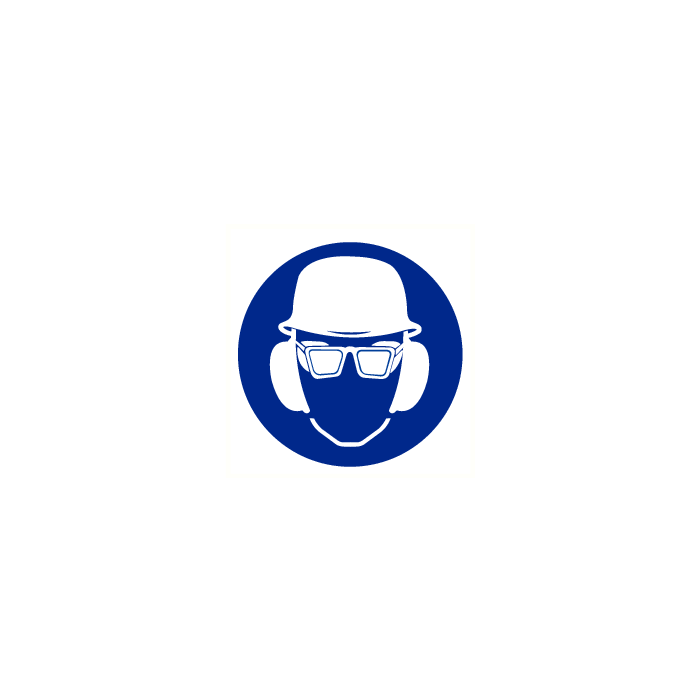 Helm, bril en oorkap verplicht