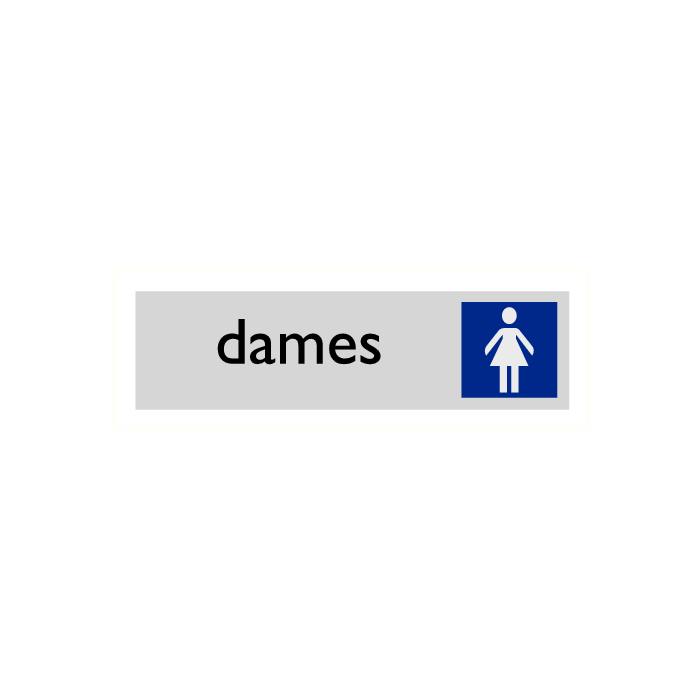 Deurbordje "Dames toilet", 165 x 45 mm, alu-look