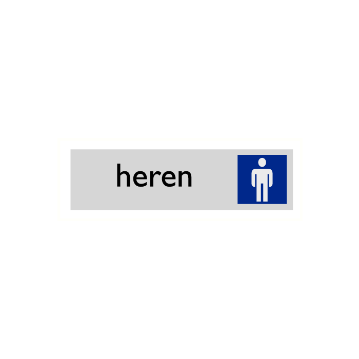Deurbordje "Heren toilet", 165 x 45 mm, alu-look