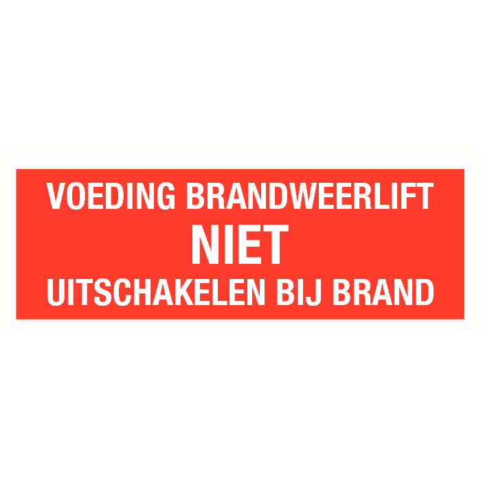 Voeding brandweerlift NIET uitschakelen bij brand