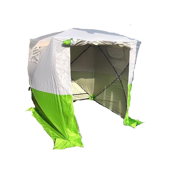 Lastent, werktent, montagetent, kleur wit/groen, 180x180x190 cm