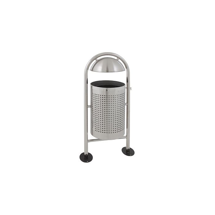 Buitenafvalbak met regendak RVS Mat 27 liter