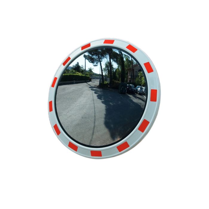Acryl verkeersspiegel, rand rood/wit geblokt, diameter Ø 100 cm