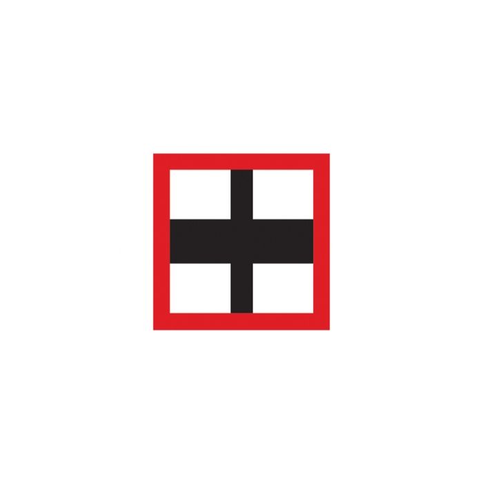 Scheepvaartbord B.9b / Verplichting niet het hoofdvaarwater over te steken, indien daardoor schepen op het hoofdvaarwater zouden worden genoodzaakt hun koers of snelheid te wijzigen