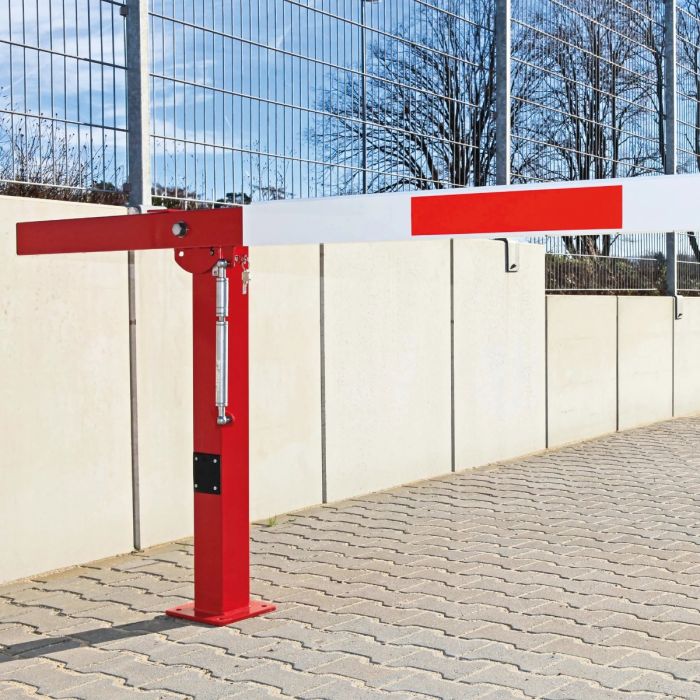 Handbediende lichte slagboom met gasdrukveer, overspanning 372 cm, rood/wit