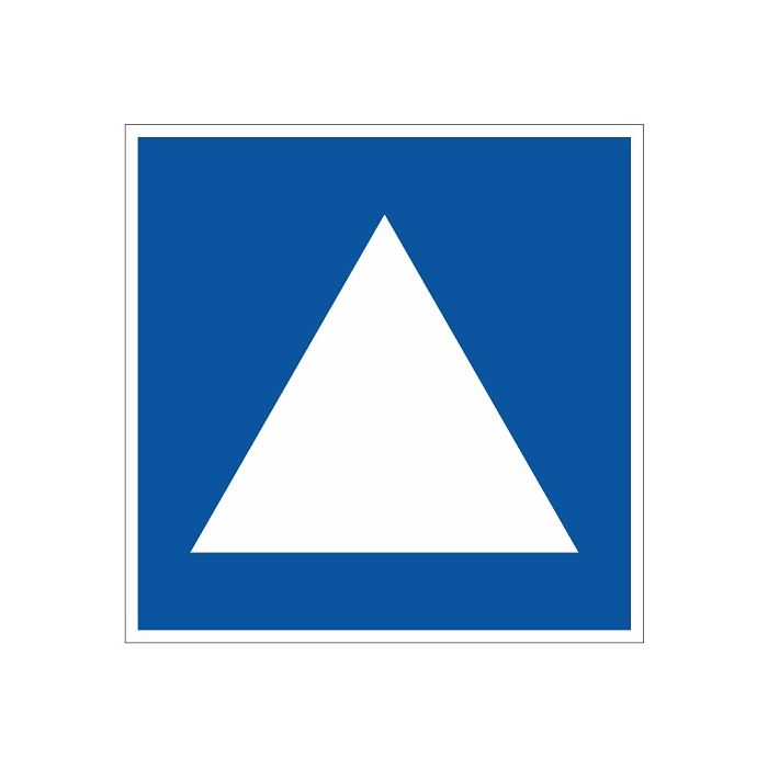 Scheepvaartbord E.5.4 / Toestemming ligplaats te nemen (ankeren en meren) uitsluitend voor duwvaart die geen blauwe kegels of lichten behoeft te voeren, aan de zijde van de vaarweg waar het bord is geplaatst