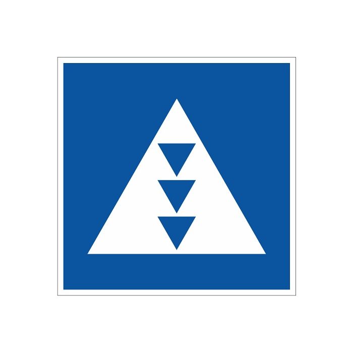 Scheepvaartbord E.5.7 / Toestemming ligplaats te nemen (ankeren en meren) uitsluitend voor duwvaart die drie blauwe kegels of drie blauwe lichten moet voeren aan de zijde van de vaarweg, waar het bord is geplaatst