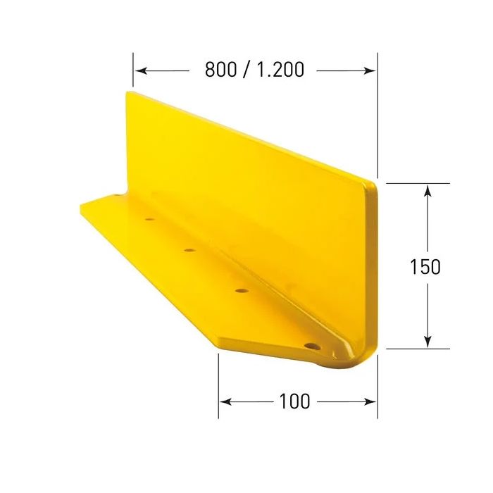 Stalen magazijn stootrand dikte 6 mm, lengte 80 cm, kleur geel