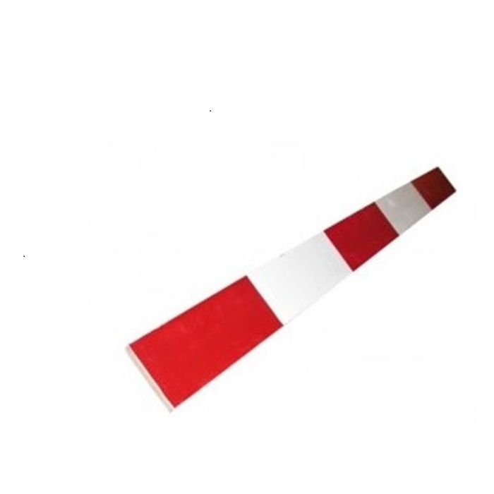 Houten plank, BB16, rood/wit geblokt, niet reflecterend, lengte 450 cm