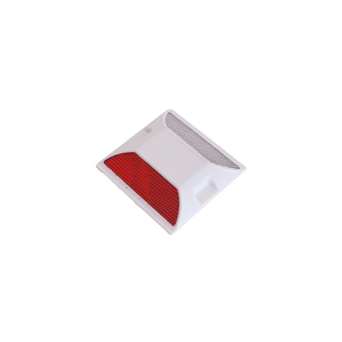 Wegdekreflector kunststof met 2 reflectors rood/wit, 100 x 100 mm