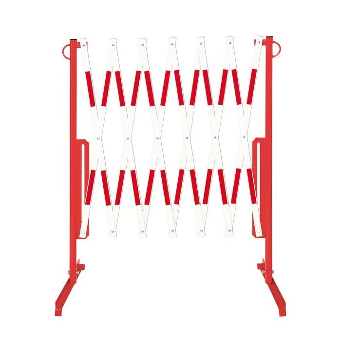 Schaarhek staal, circa 360 x 100 cm, kleur rood/wit