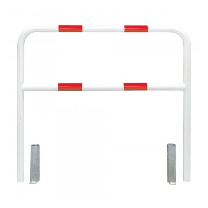 Veiligheidsbeugel Ø 60 mm, breedte 150 cm, verzinkt en gecoat, uitneembaar, wit/rood
