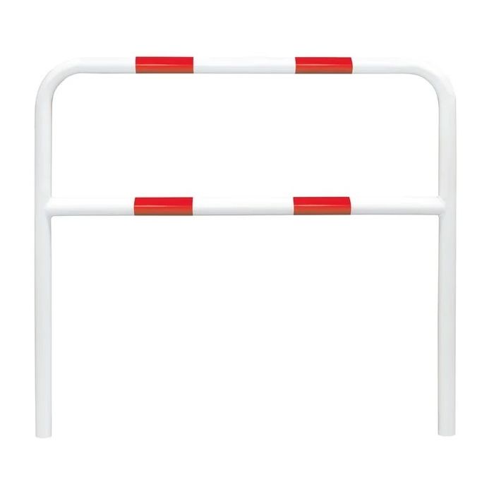 Veiligheidsbeugel Ø 60 mm, breedte 150 cm, verzinkt en gecoat, ingraven, wit/rood