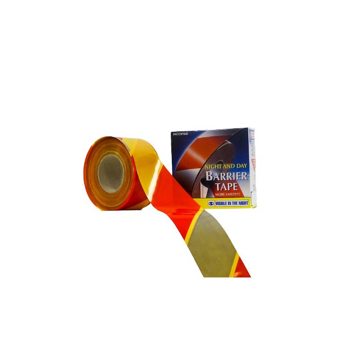 Afzetlint reflecterend 250 meter x 7,5 cm, rood/geel