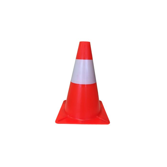 Afzetkegel 30 cm hard kunststof (PE) rood met 1 niet reflecterende band