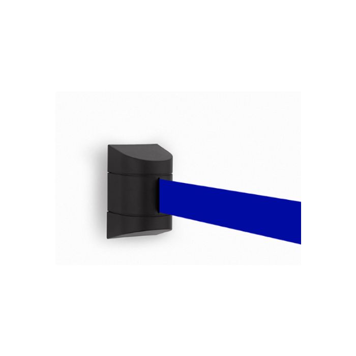 Wandcassette zwart met uittrekbaar lint 4,60 meter, kleur lint blauw