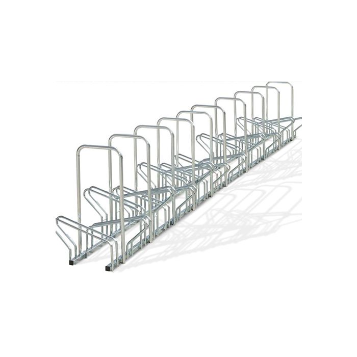 Verzinkt fietsenrek 20 fietsen, 10 beugels. face to face