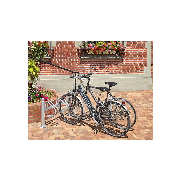 Verzinkt fietsenrek 3 fietsen, 2 staanders, side to side