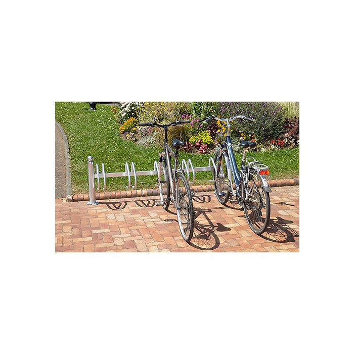 Verzinkt fietsenrek 5 fietsen, 2 staanders, side to side