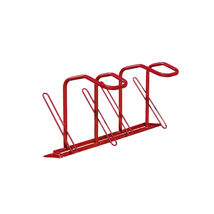 Vrijstaande fietsbeugel voor 4 fietsen met anti diefstal beugel op voetplaat