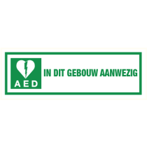 Pictogram Hartdefibrillator AED in dit gebouw aanwezig