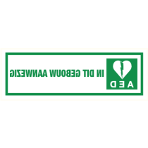 Pictogram AED in dit gebouw aanwezig (spiegelbeeld)