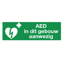 Pictogram AED in dit gebouw aanwezig
