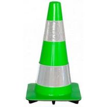 Afzetkegel 50 cm limoen groen soepel pvc met 2 witte reflecterende (H.I.) banden