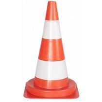 Afzetkegel 50 cm hard kunststof (PE) oranje met 2 niet reflecterende banden