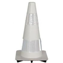 Afzetkegel 50 cm wit soepel pvc met 2 witte reflecterende (H.I.) banden