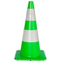 Afzetkegel 75 cm limoen groen soepel pvc met 2 witte reflecterende (H.I.) banden