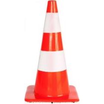 Afzetkegel 75 cm fluor oranje met 2 witte reflecterende banden