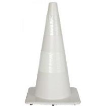 Afzetkegel 75 cm wit soepel pvc met 2 witte reflecterende (H.I.) banden