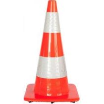 Afzetkegel 75 cm fluor oranje met 2 H.I. reflecterende banden verzwaard