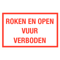 Tekstbord Roken en open vuur verboden