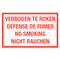 Tekstbord Verboden te roken Defense de fumer No smoking Nicht rauchen