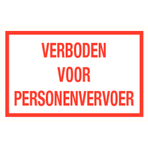 Tekstbord Verboden voor personenvervoer