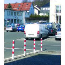 05 - Afzetpaal rood - wit met 1 kettingoog