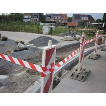 Afzetlint standaard 500 meter x 8 cm, rood/wit