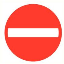 Pictogram Eenrichtingsweg, in deze richting gesloten voor voertuigen, ruiters en geleiders van rij- of trekdieren of vee