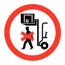 Pictogram Verboden onder vorklast door te lopen