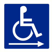 Mindervalide (met pijl naar links) (spiegelbeeld)