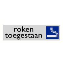 Deurbordje "Roken toegestaan", 165 x 45 mm, alu-look